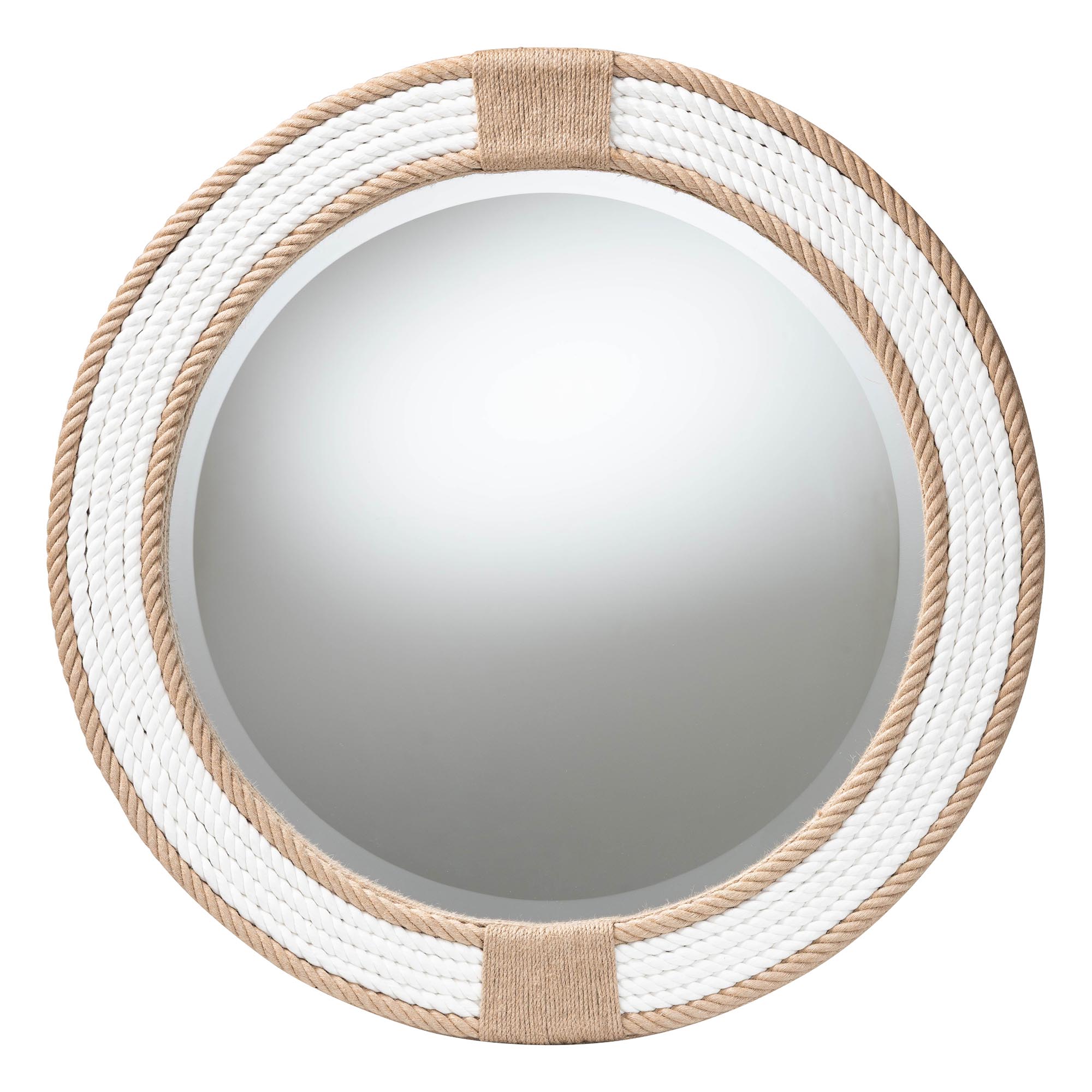 bali & pari Adita Round Woven Rope Mirror - Coastal Mirror with White Fabric and Woven Jute Accents for Farmhouse, Boho Wall Decor, Beach House Affordable modern furniture in Chicago, classic bedroom furniture, modern mirror, cheap mirror